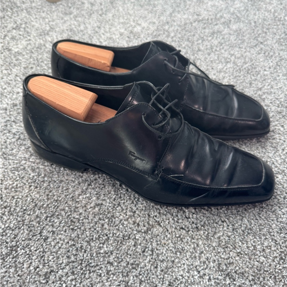 Salvatore Ferragamo Black Leather Oxfords